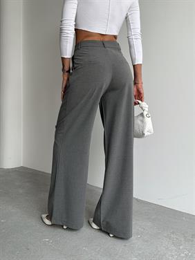 Kadın Tokalı Yüksek Bel Antrasit Palazzo Pantolon