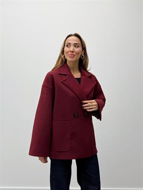 Kadın Tone Bordo Düğmeli Premium Kaşe Kaban