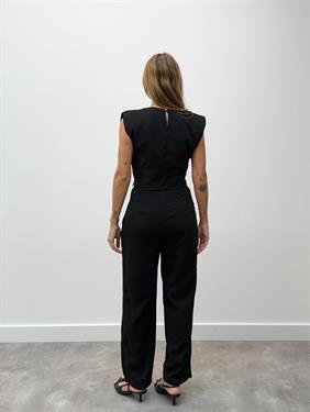 Kadın Vatkalı Drape Detay Alt Üst Siyah Pantolon Takım