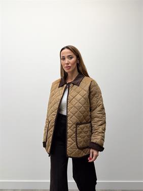 Kadın Vera Kadife Yakalı Krem Kapitone Mont