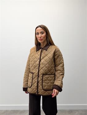 Kadın Vera Kadife Yakalı Krem Kapitone Mont