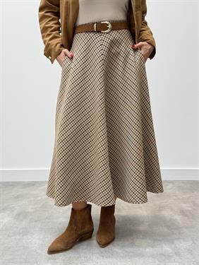 Kadın Verona Kareli Katlı Premium Etek