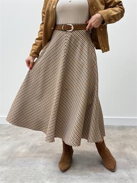 Kadın Verona Kareli Katlı Premium Etek