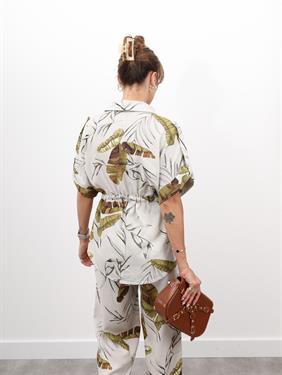 Kadın Yaprak Desen Bej Alt Üst Takım