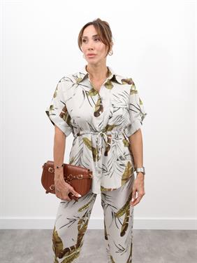 Kadın Yaprak Desen Bej Alt Üst Takım