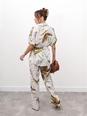 Kadın Yaprak Desen Bej Alt Üst Takım