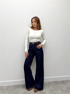 Kadın Yüksek Bel Kemerli Jean Denim Pantolon