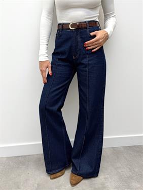 Kadın Yüksek Bel Kemerli Jean Denim Pantolon