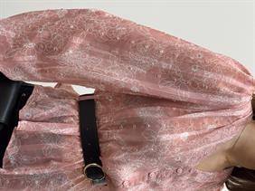 Liora Kemerli Desenli Pudra Şifon Gömlek