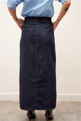 Luxe Yırtmaçlı Denim Etek