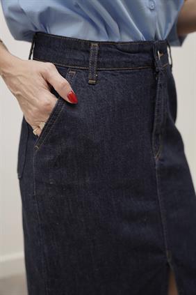 Luxe Yırtmaçlı Denim Etek