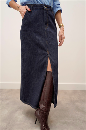 Luxe Yırtmaçlı Denim Etek