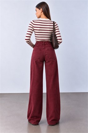 Maison Beli Lastikli Dökümlü Mürdüm Pantolon 