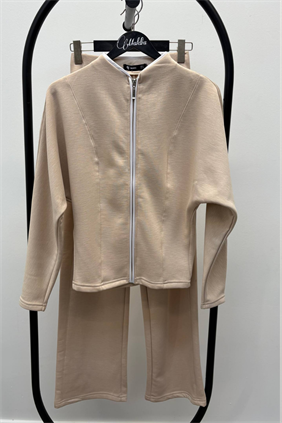 Modal Şardonlu Ceket Pantolon Bej Takım