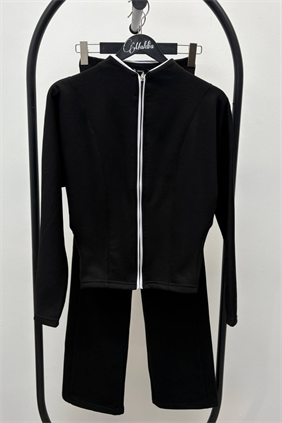 Modal Şardonlu Ceket Pantolon Siyah Takım