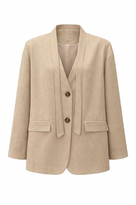 Noir Şal Yaka Dökümlü Krem Blazer Ceket