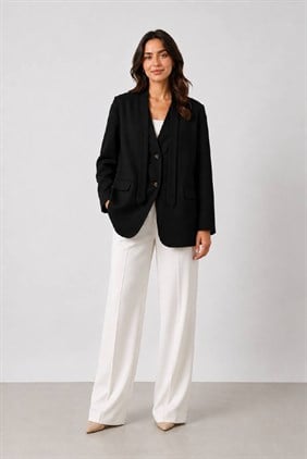 Noir Şal Yaka Dökümlü Siyah Blazer Ceket