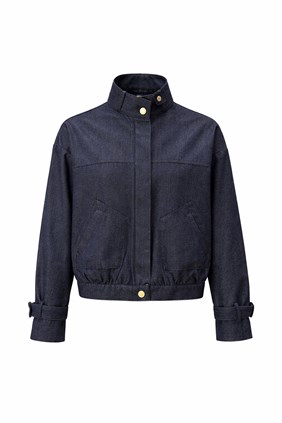 Premium Crop Denim Mavi Ceket 