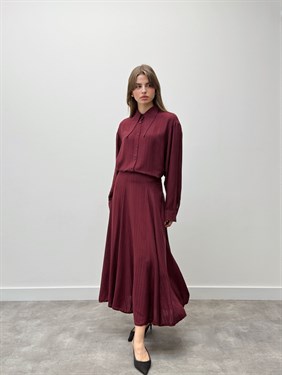 Serena Yaka Detaylı Bordo İkili Takım