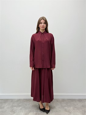 Serena Yaka Detaylı Bordo İkili Takım