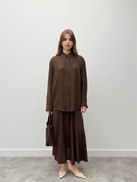 Serena Yaka Detaylı Kahve İkili Takım