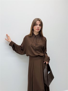 Serena Yaka Detaylı Kahve İkili Takım