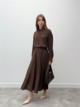 Serena Yaka Detaylı Kahve İkili Takım