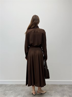 Serena Yaka Detaylı Kahve İkili Takım