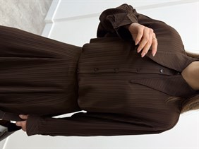 Serena Yaka Detaylı Kahve İkili Takım