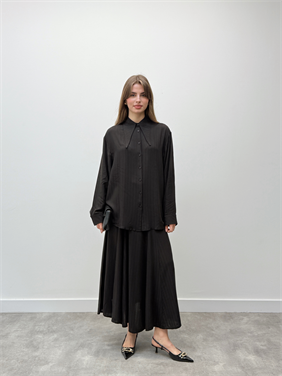 Serena Yaka Detaylı Siyah İkili Takım