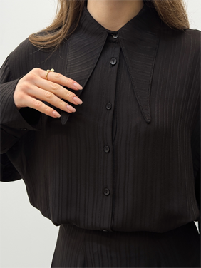 Serena Yaka Detaylı Siyah İkili Takım