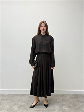 Serena Yaka Detaylı Siyah İkili Takım