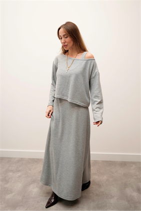 Silva Touch Gri Elbise Bluz Takım