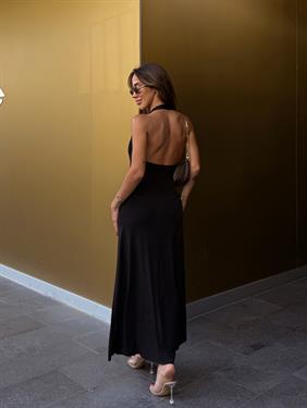 Kadın Siyah Halter Yaka Bodycon Elbise