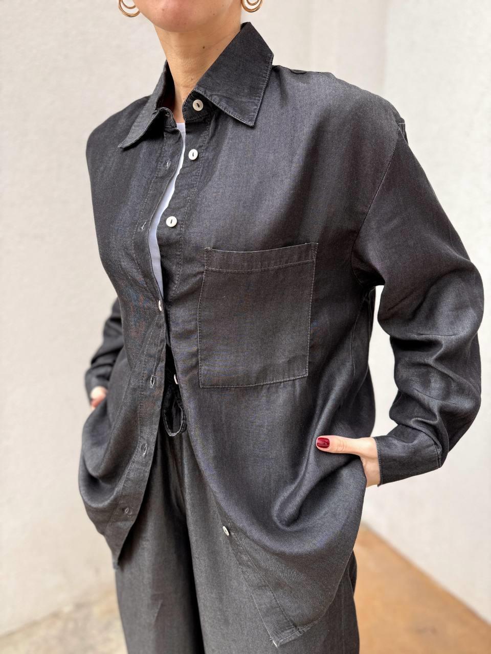 Kadın Antrasit Denim Gömlek Pantolon Takım · 8