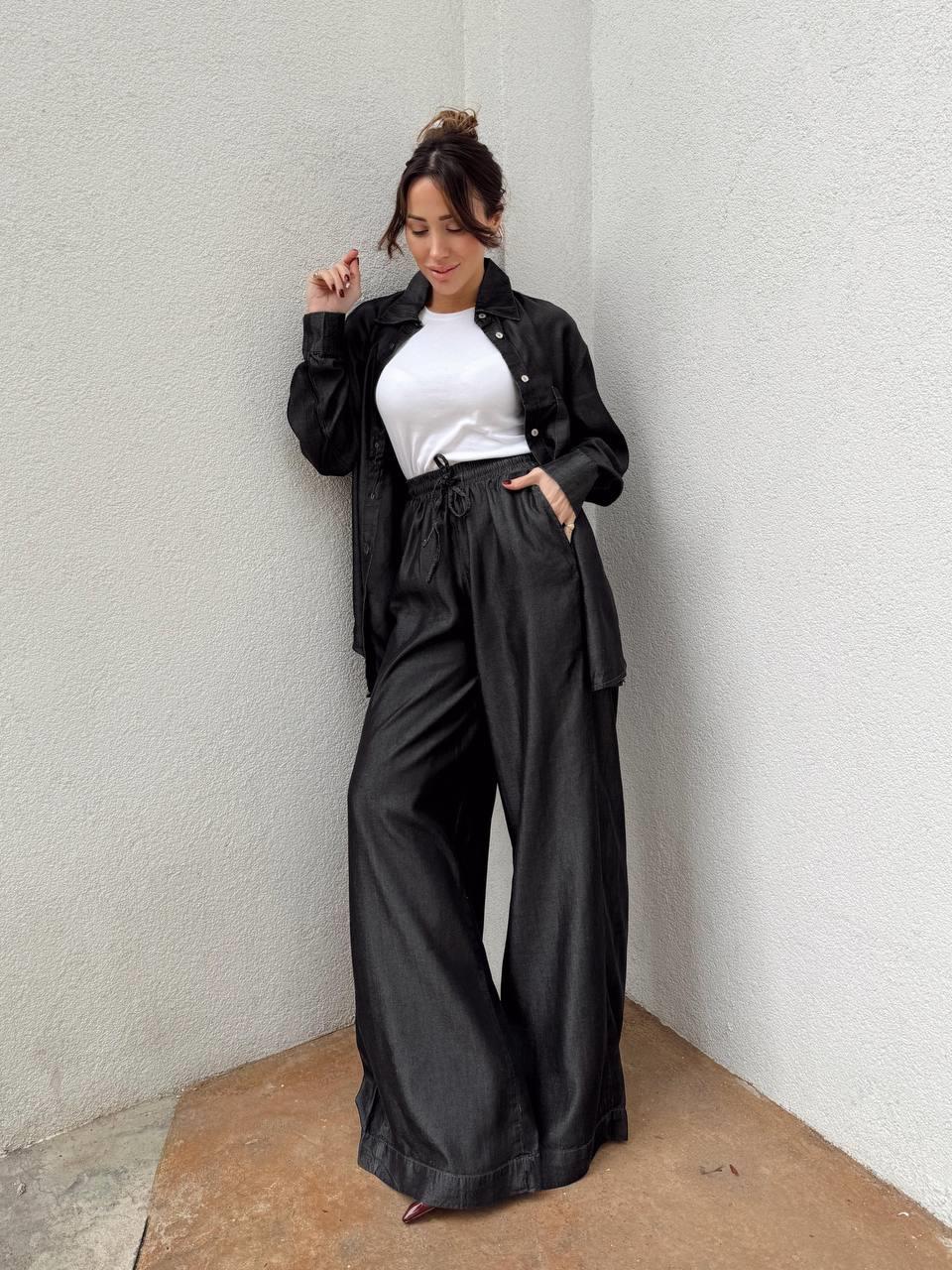 Kadın Antrasit Denim Gömlek Pantolon Takım · 4