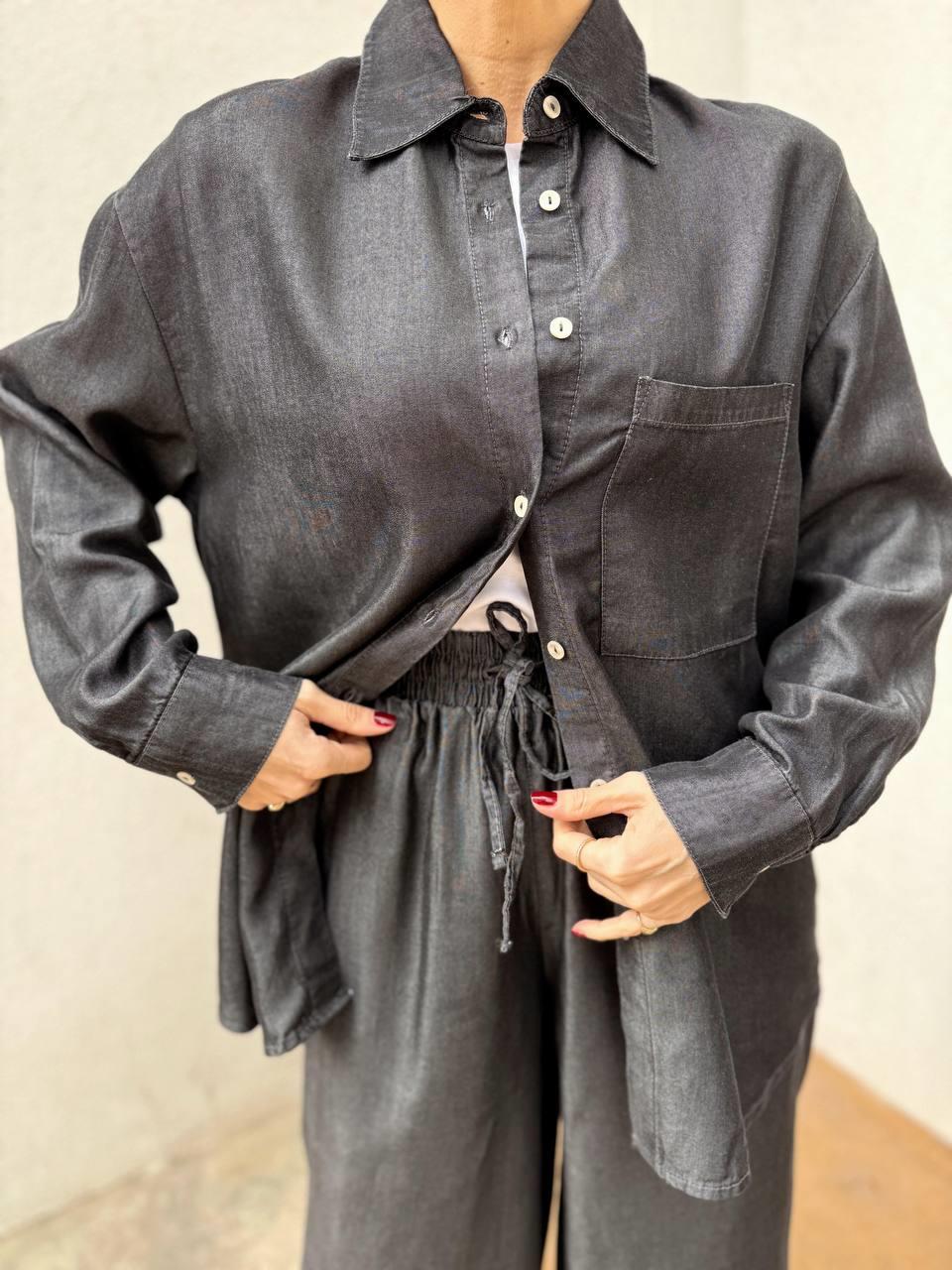 Kadın Antrasit Denim Gömlek Pantolon Takım · 6