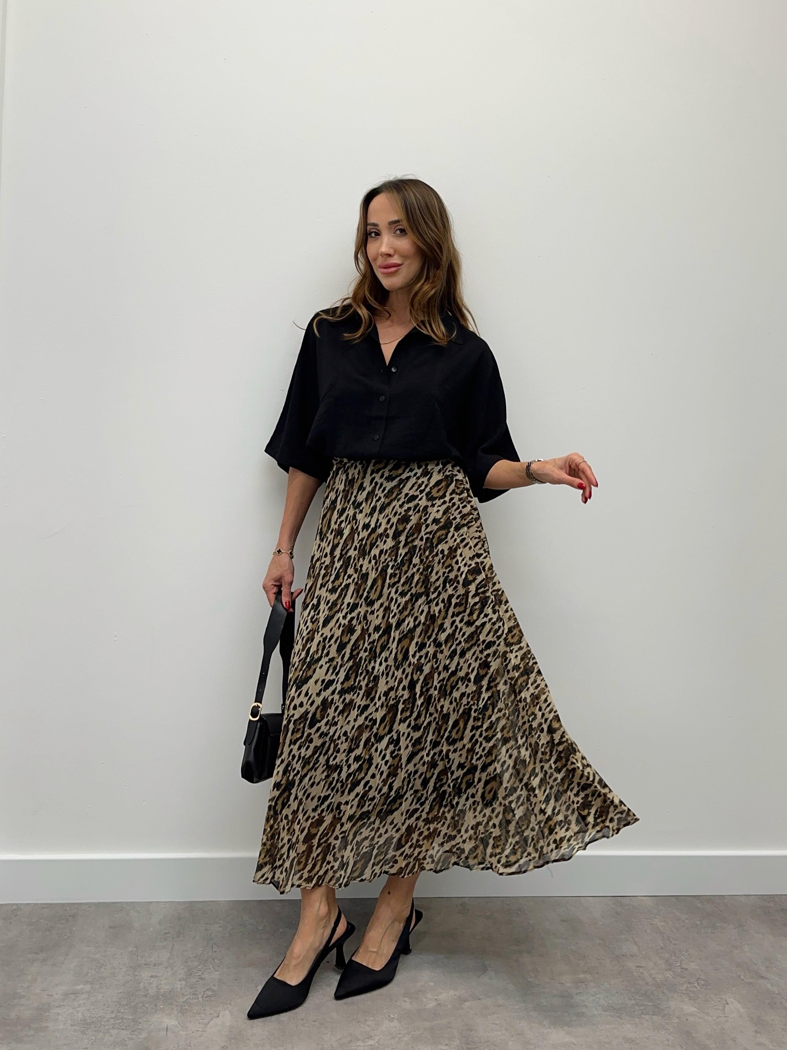 Kadın Beli Lastikli Şifon Pliseli Sütlü Kahve Etek