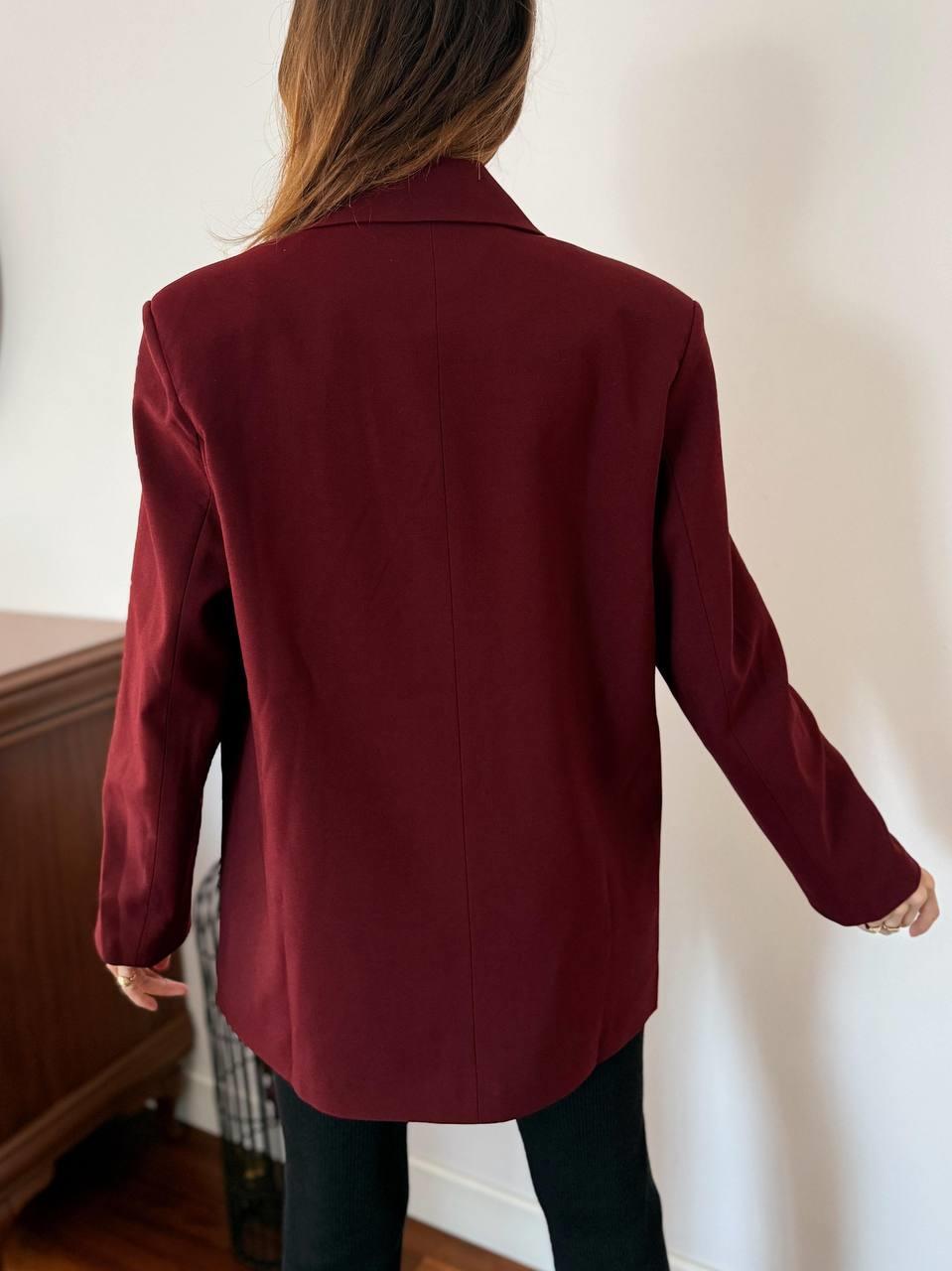 Kadın Double Kumaş Astarlı Koyu Bordo Blazer Ceket · 8