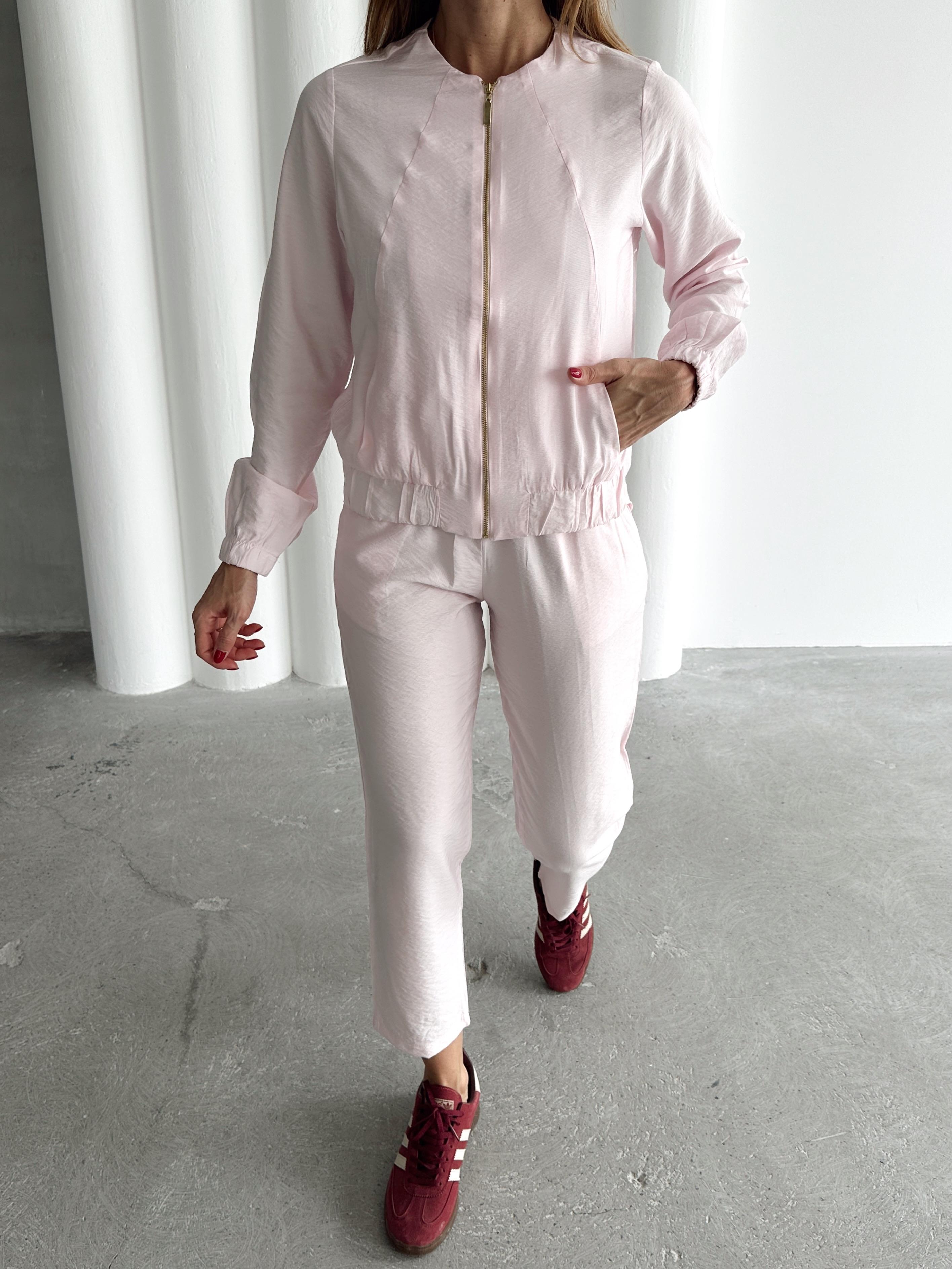 Kadın Fermuarlı Ceket Pantolon Alt-Üst Pembe Takım · 3