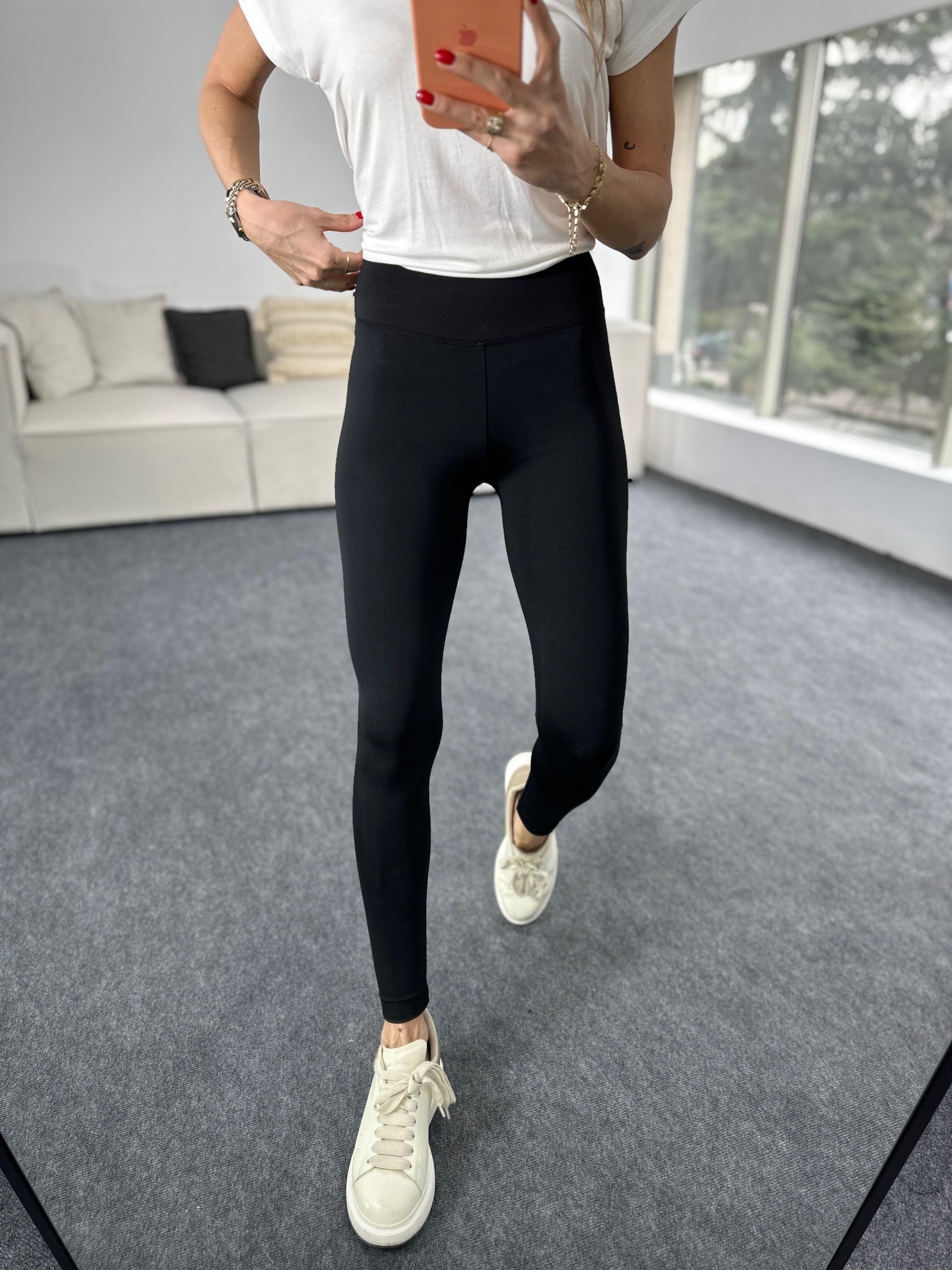 Kadın İçi Şardonlu Yüksek Bel Toparlayıcı Siyah Tayt 