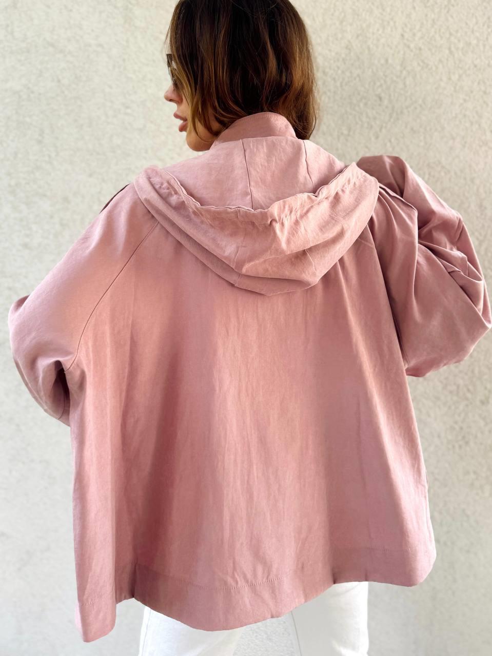 Kadın Kapüşonlu Oversize Bomber Pudra Trençkot · 7