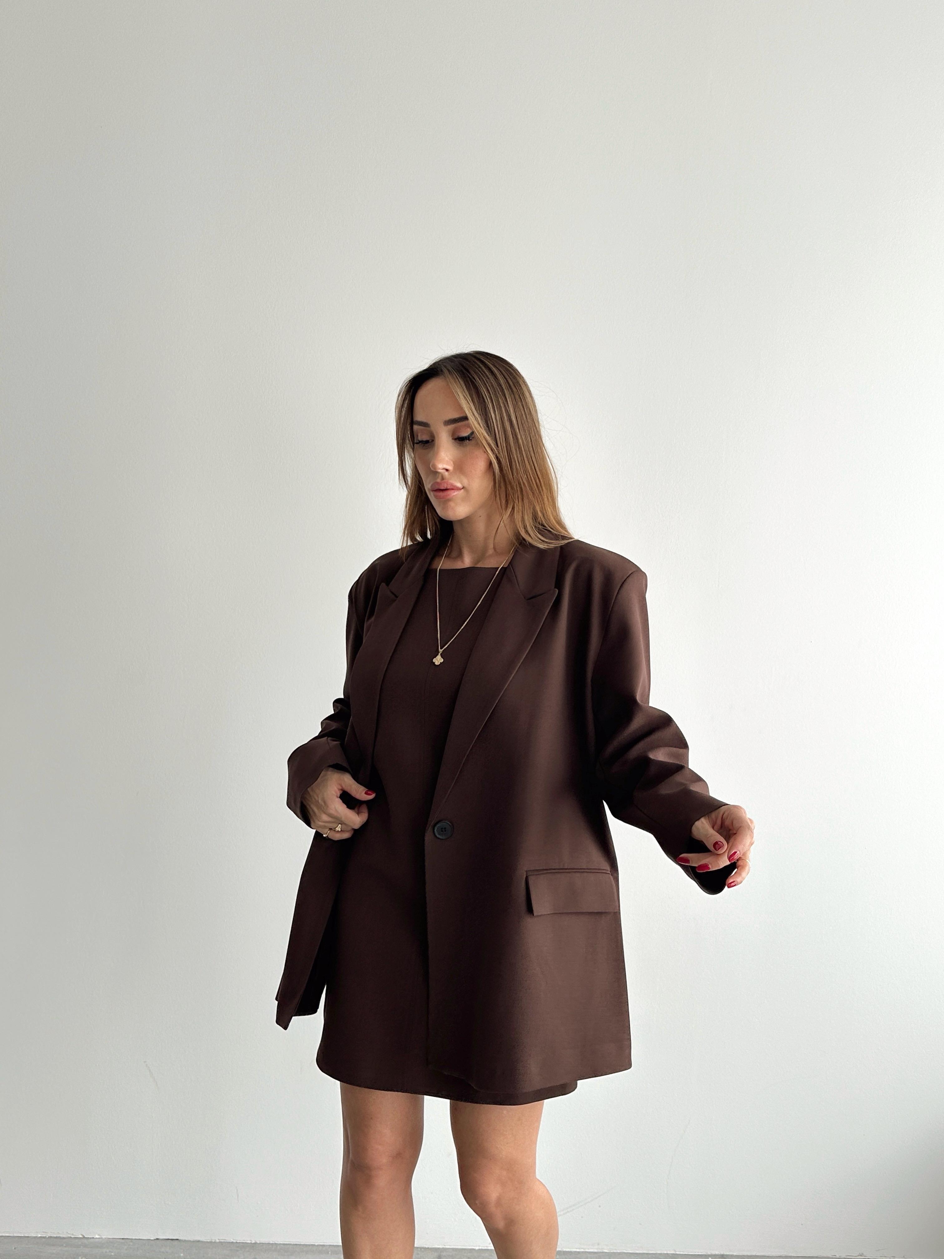Kadın Oversize Kahve Blazer Ceket · 4