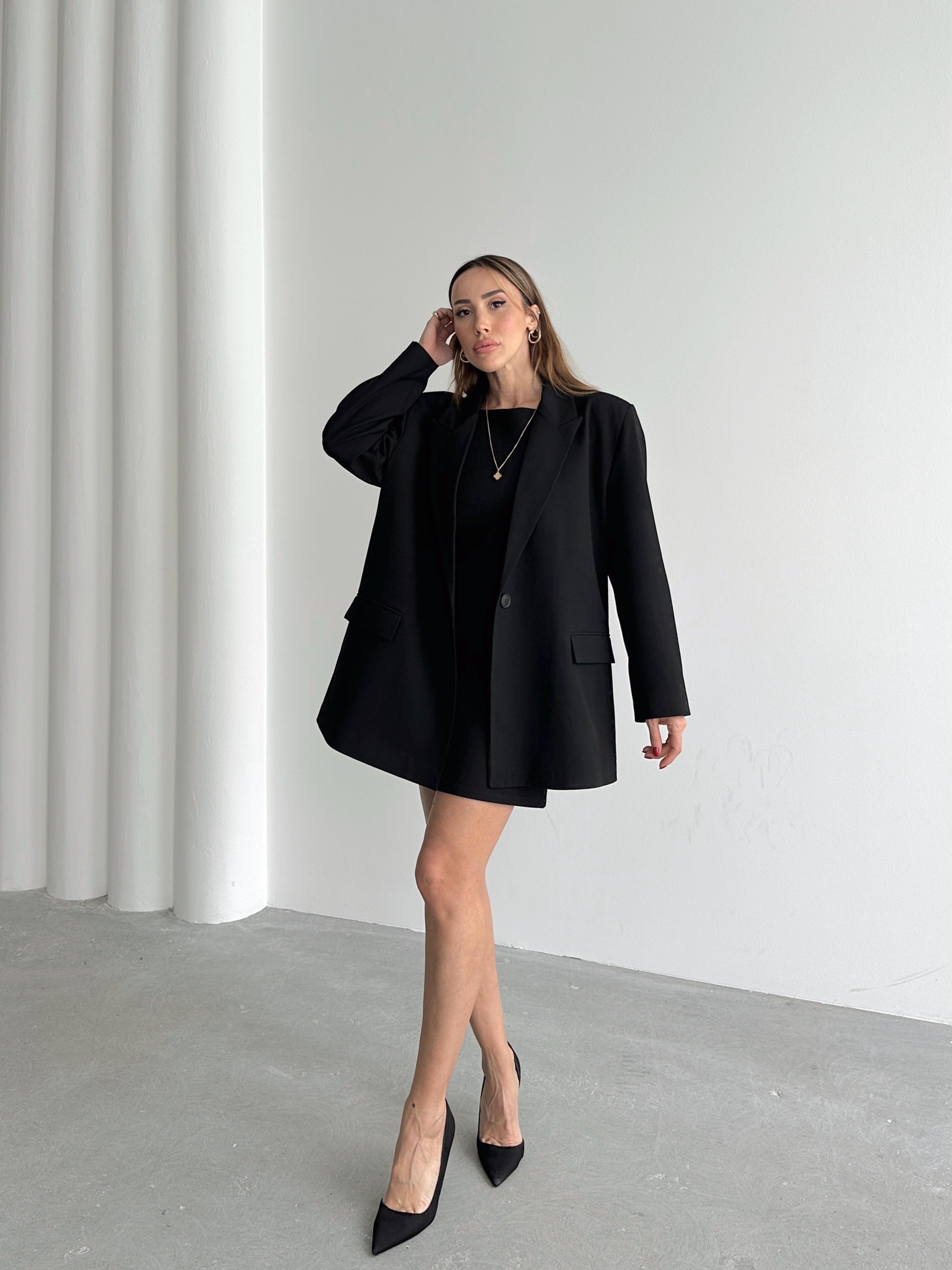 Kadın Oversize Siyah Blazer Ceket · 2