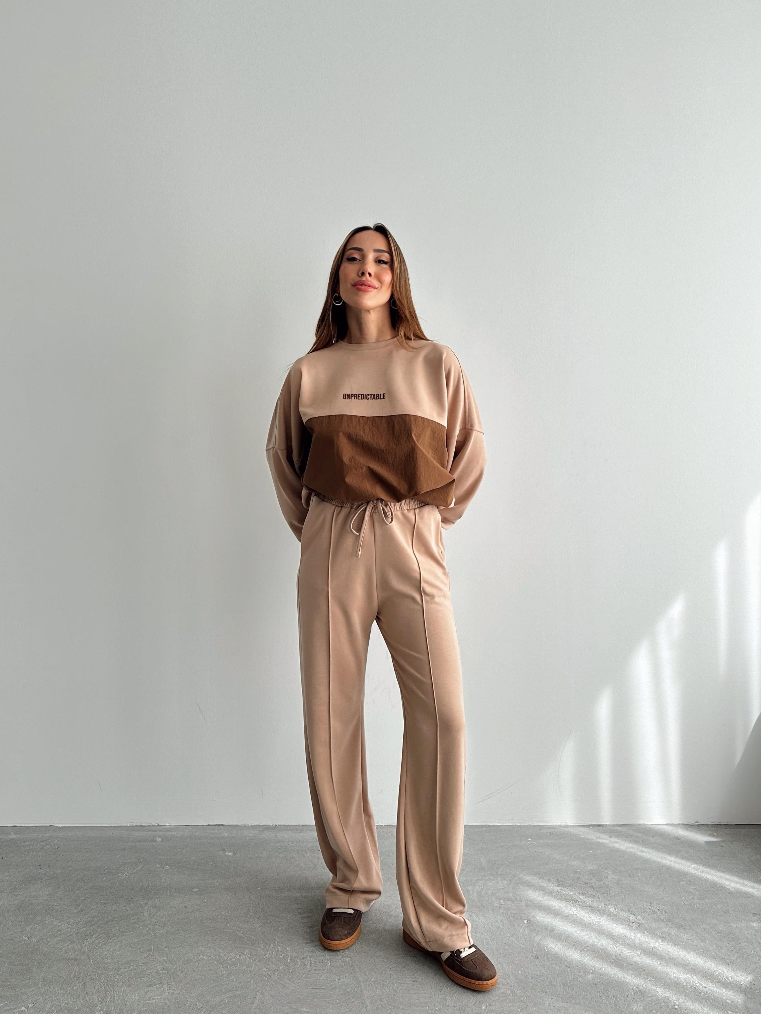 Kadın Paraşüt Detay Sweat Pantolon Vizon Modal Takım · 10