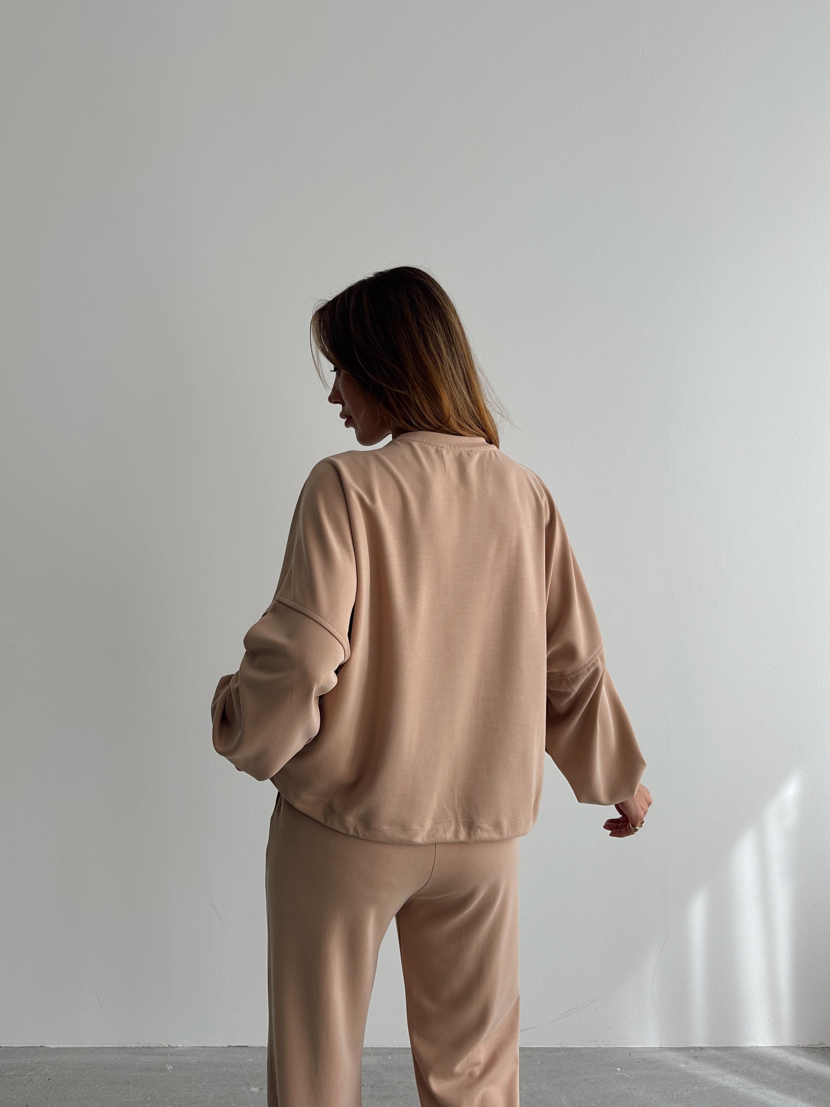Kadın Paraşüt Detay Sweat Pantolon Vizon Modal Takım · 7
