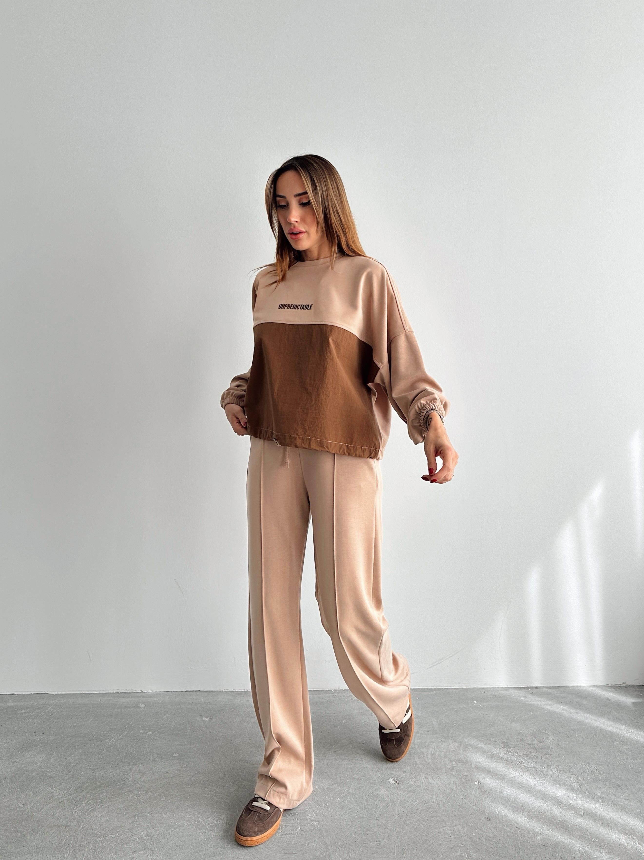 Kadın Paraşüt Detay Sweat Pantolon Vizon Modal Takım · 11