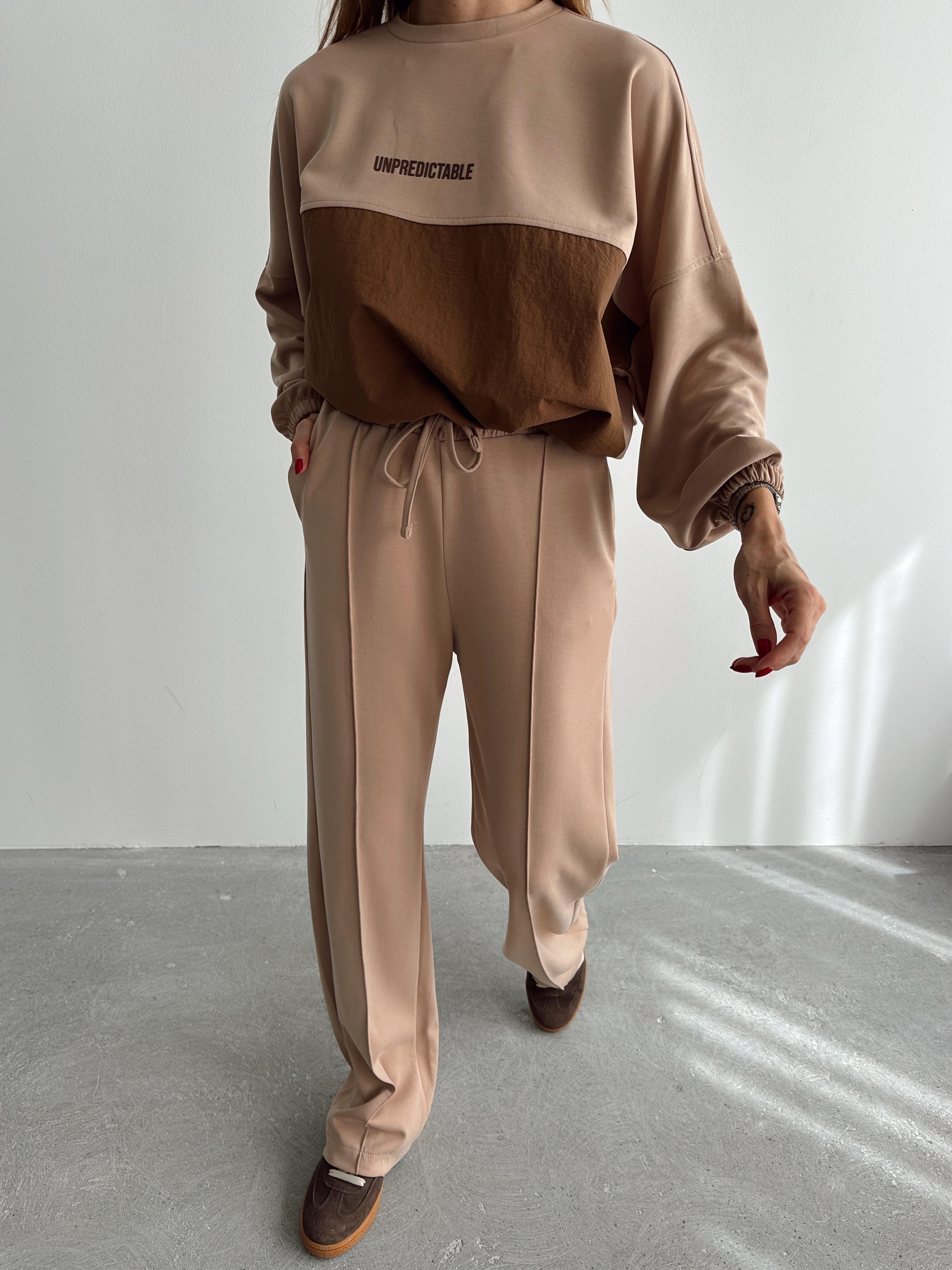Kadın Paraşüt Detay Sweat Pantolon Vizon Modal Takım · 13