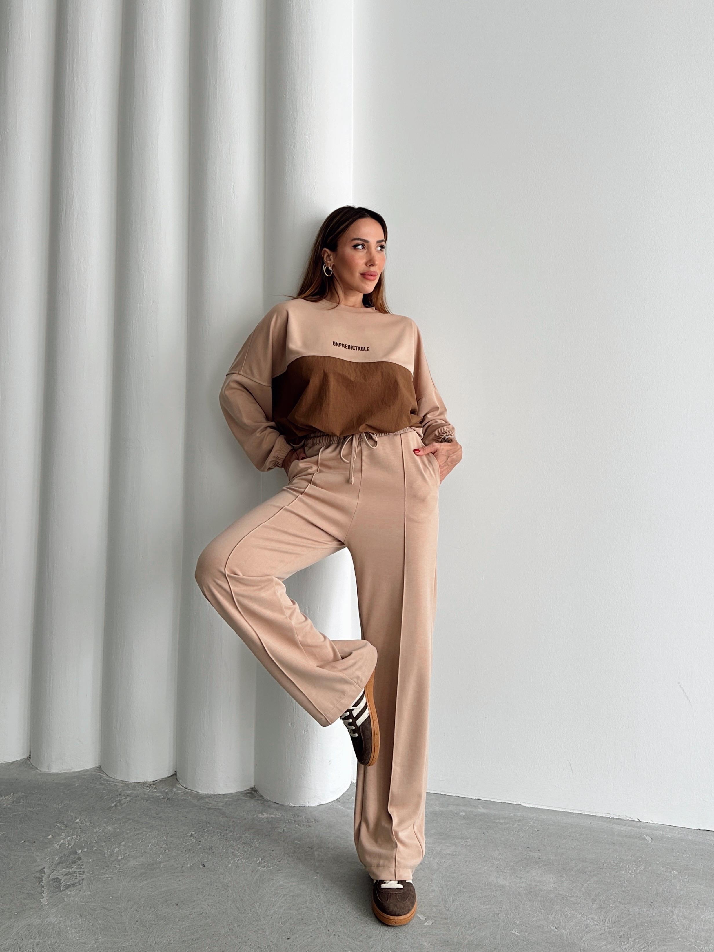 Kadın Paraşüt Detay Sweat Pantolon Vizon Modal Takım · 6