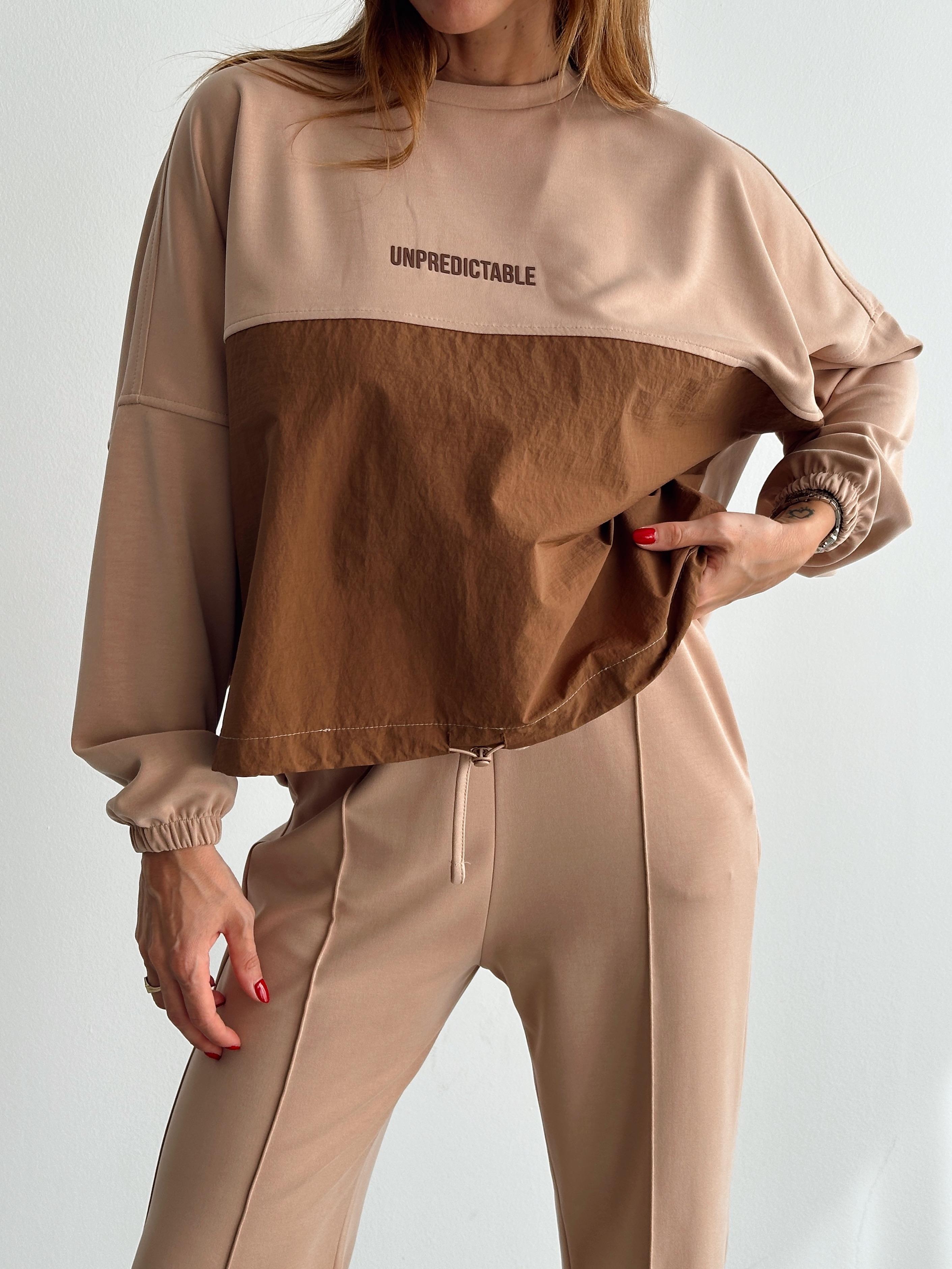 Kadın Paraşüt Detay Sweat Pantolon Vizon Modal Takım · 12